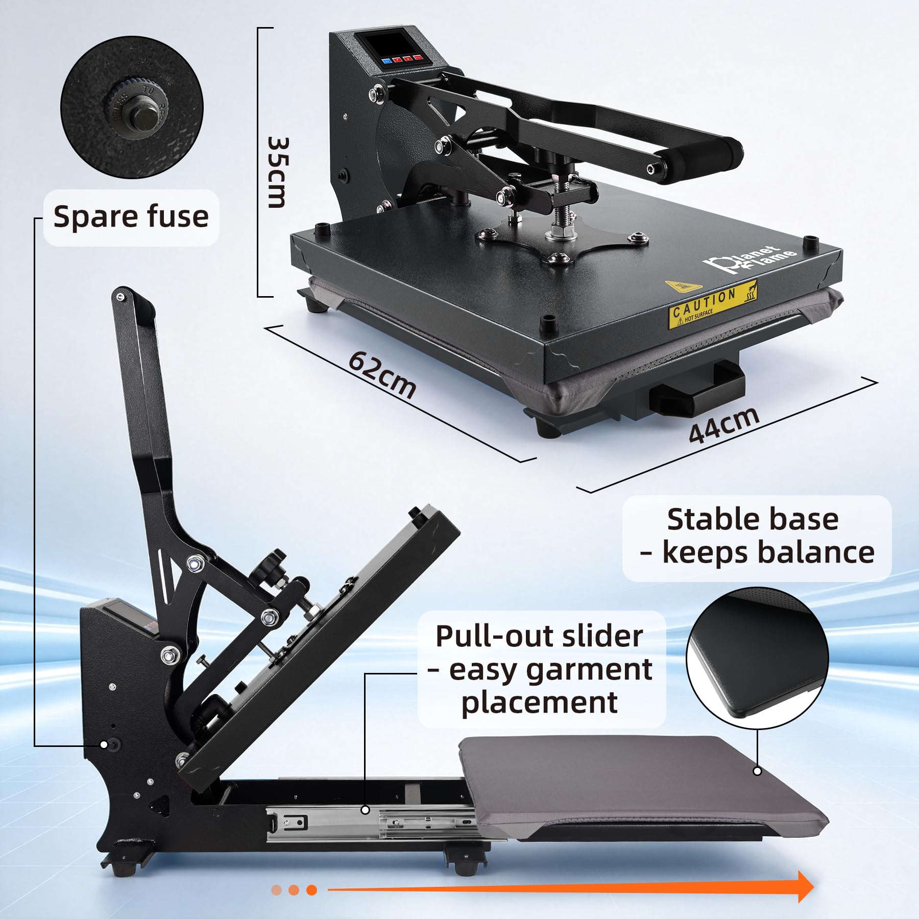 Presse à chaud 1600W Pour T-Shirts,Machine Impression Textile 38x38cm avec Affichage LED, DIY Presse de Transfert Chauffage Rapide Sublimation Pour Vêtements,Sacs
