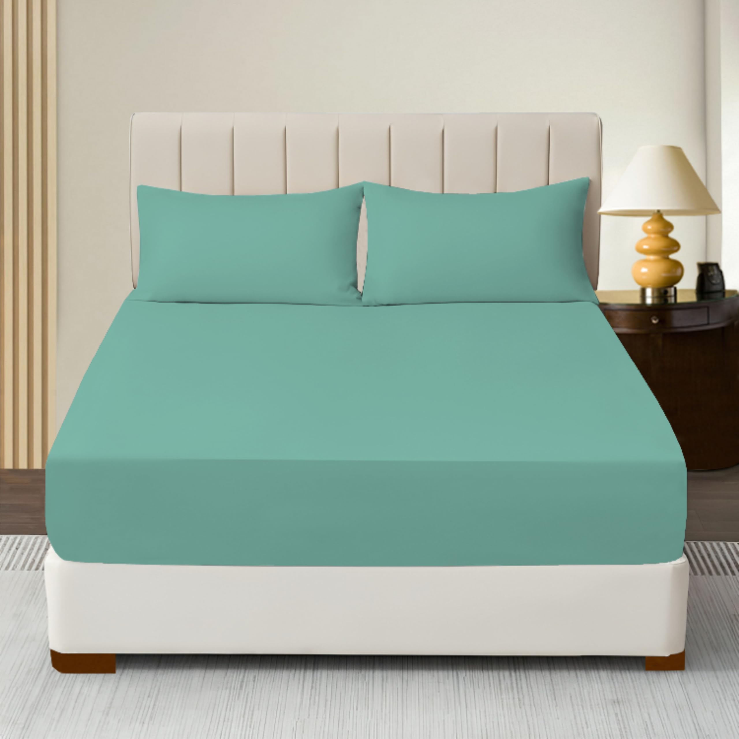 R&Z Mint Extra Deep Polycotton Non Iron Fitted Sheet Easy Care 40Cm (, King)