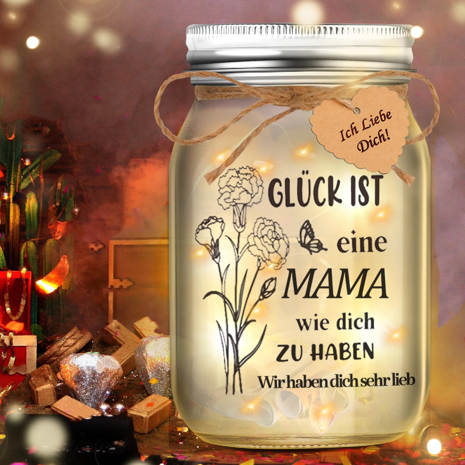 Johiux Muttertagsgeschenk Geschenke für Mama,Geburtstagsgeschenk für Mama,Beste Mama Geschenk von Tochter Sohn,Flaschenlicht Geschenk Mama Geburtstag,Geschenke für Mama zu Weihnachten.