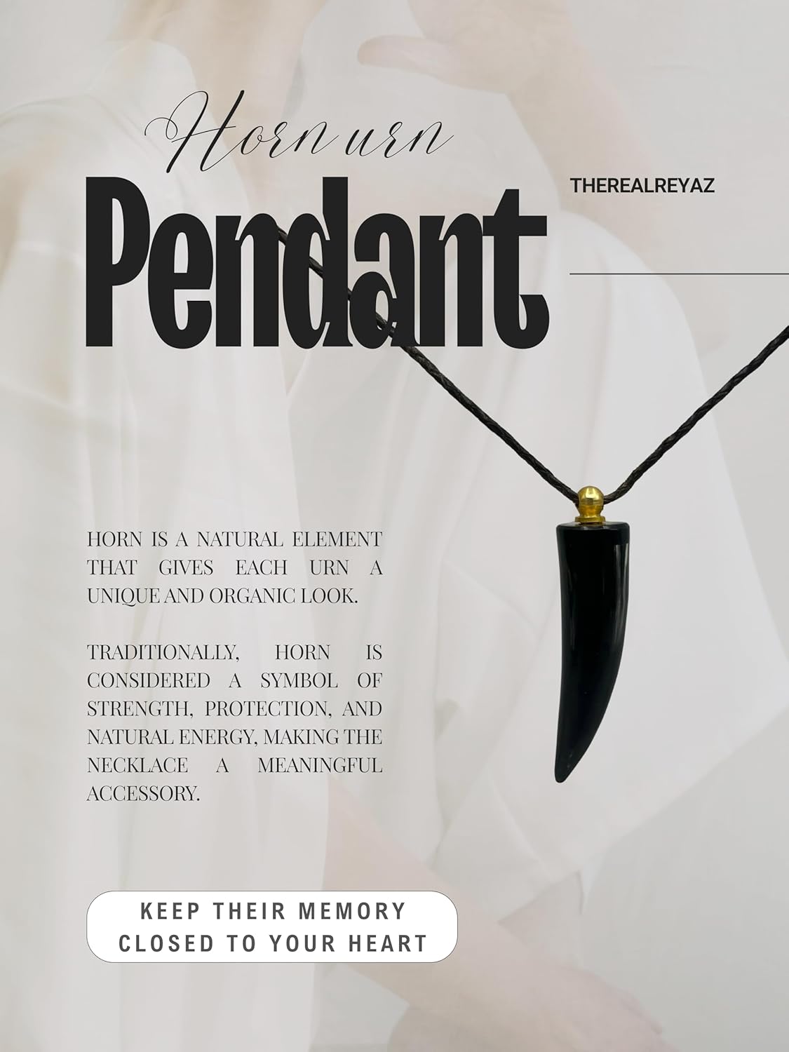 Natural Horn Urn Necklace for Ashes-Keepsake Pendant Ashes Holder for Pet,Human-Memorial Cremation Jewelry for Men Women-Genuine Horn urn With Leather Rope Necklace -Memorial Gifts for Women and Men - Image 3