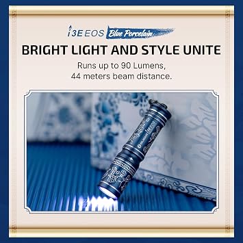 OLIGHT i3E EOS PMMA TIR Lens AAA EDC Flashlight 90 Lumens Compact Keychain Flash Light for Night, Camping (Blue Porcelain)