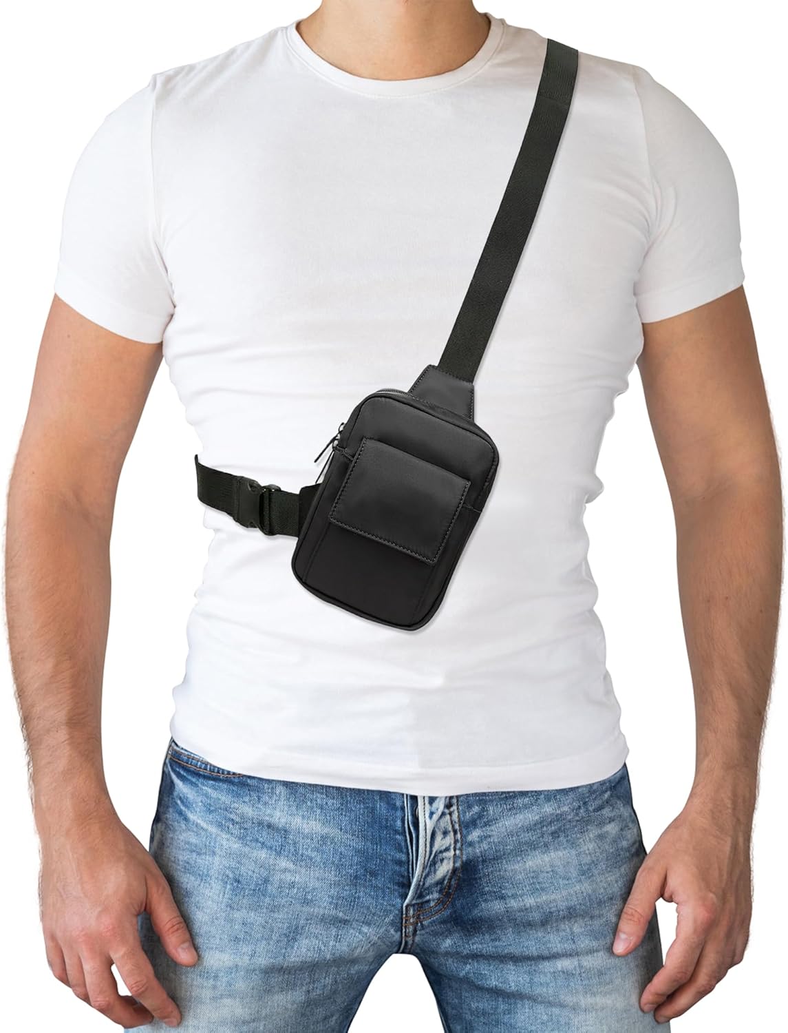 Peicees Mini Sling Bag with Flip Pocket Small Crossbody Bags for Women Men - Image 2