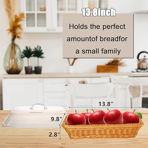 Miniatura 2 de DEAYOU Cesta de pan con tapa, cesta de mesa para servir alimentos, cesta de frutas para verduras, restaurante, exhibición, cocina, fiesta,