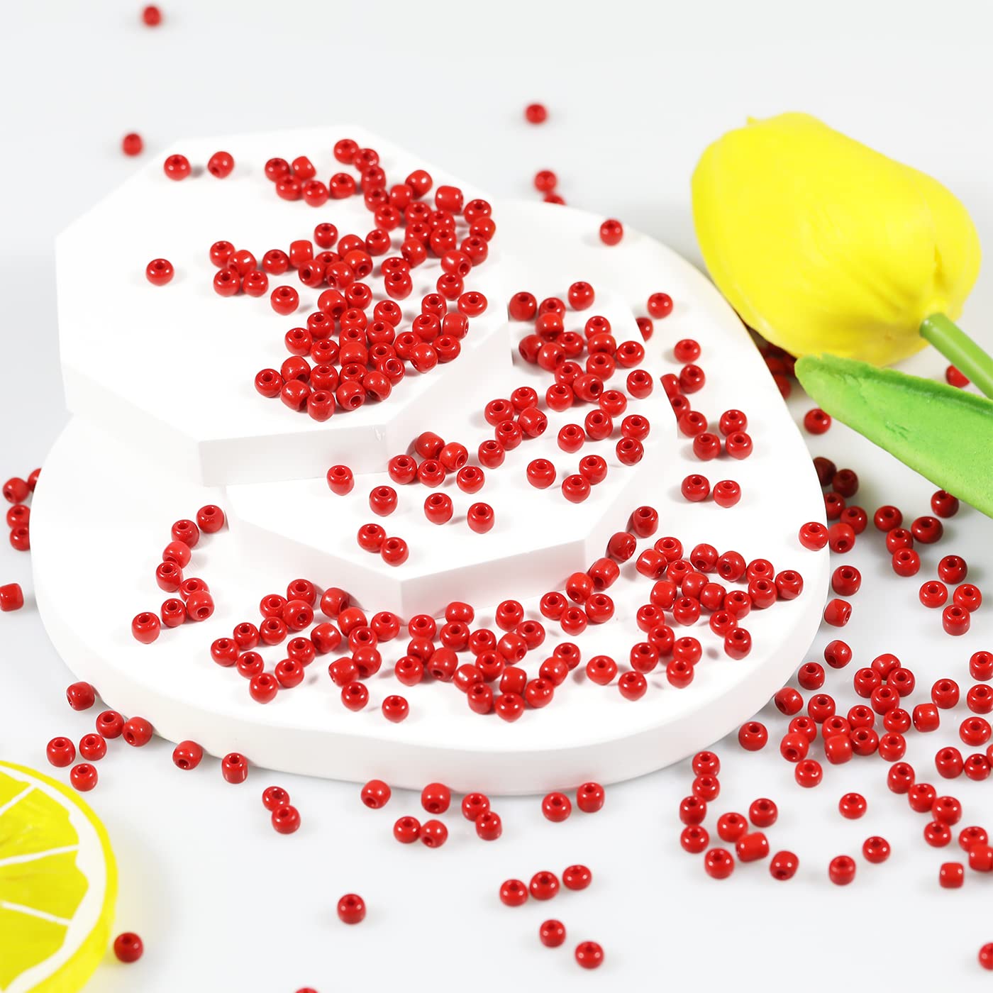 4mm Red Seed Beads About 1600pcs/110Grams,6/0 Glass Craft for Making Earrings Waist Jewelry, DIY Handmade Seed Beads (Red) - Image 3