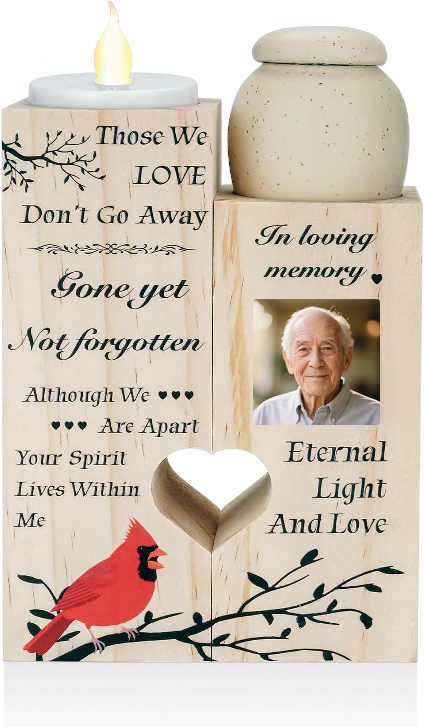 SOITIS Engraving Cremation Urns for Human Ashes Candlestick for Your Loss Sympathy Gifts for Women Men, Small Ceramic Urn for Human Ashes Keepsake Funeral Ashes Keepsake Burial Urn Memorial Urns