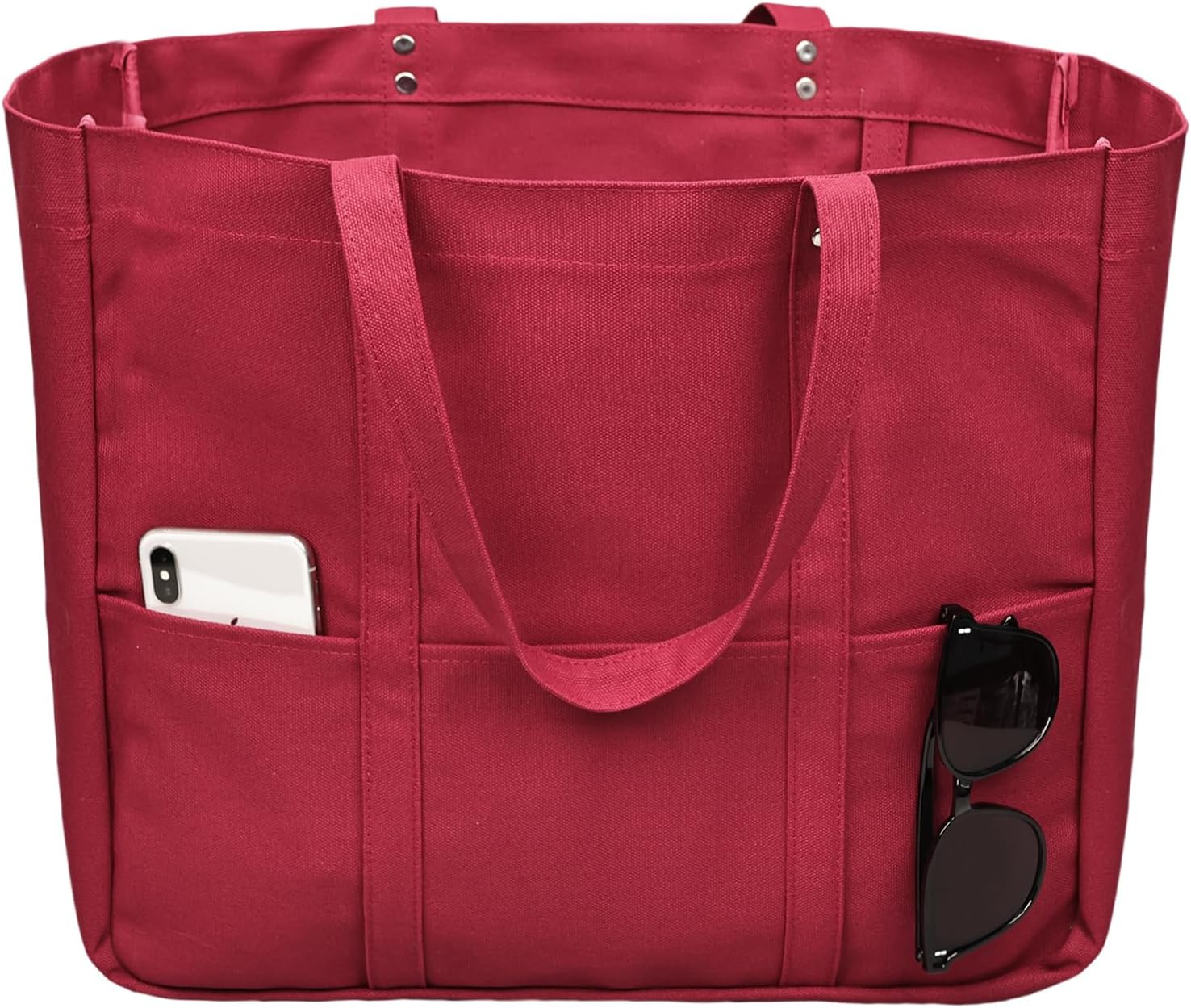 Large Canvas Tote Bag for Women – Utility Work Tote with Zipper Foldable Heavy Duty Shopping Bag