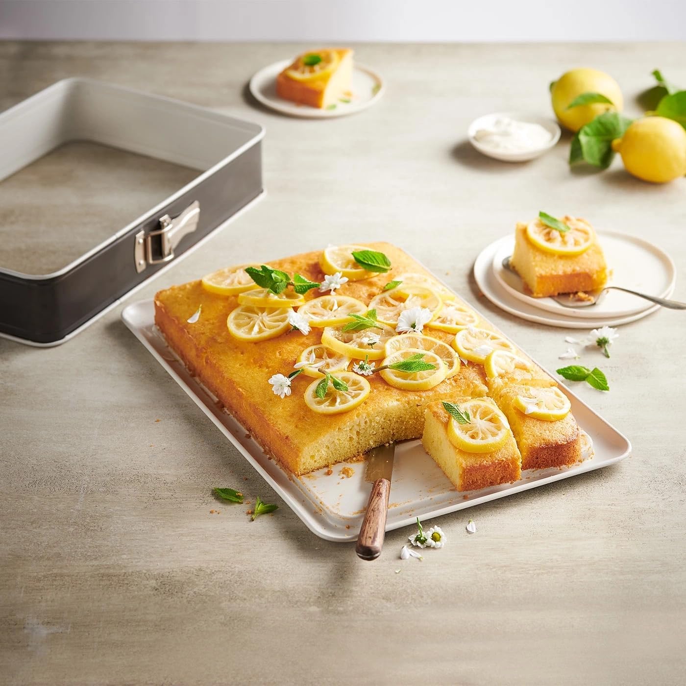 Betty Bossi - Springfrom - 4,5 Liter - Schnittfest Rechteckig - 3 in 1 Springform - Rand mit Schnalle und Antihaftbeschichtung - Schnitt- und kratzfester Boden - Backen Servieren Schneiden