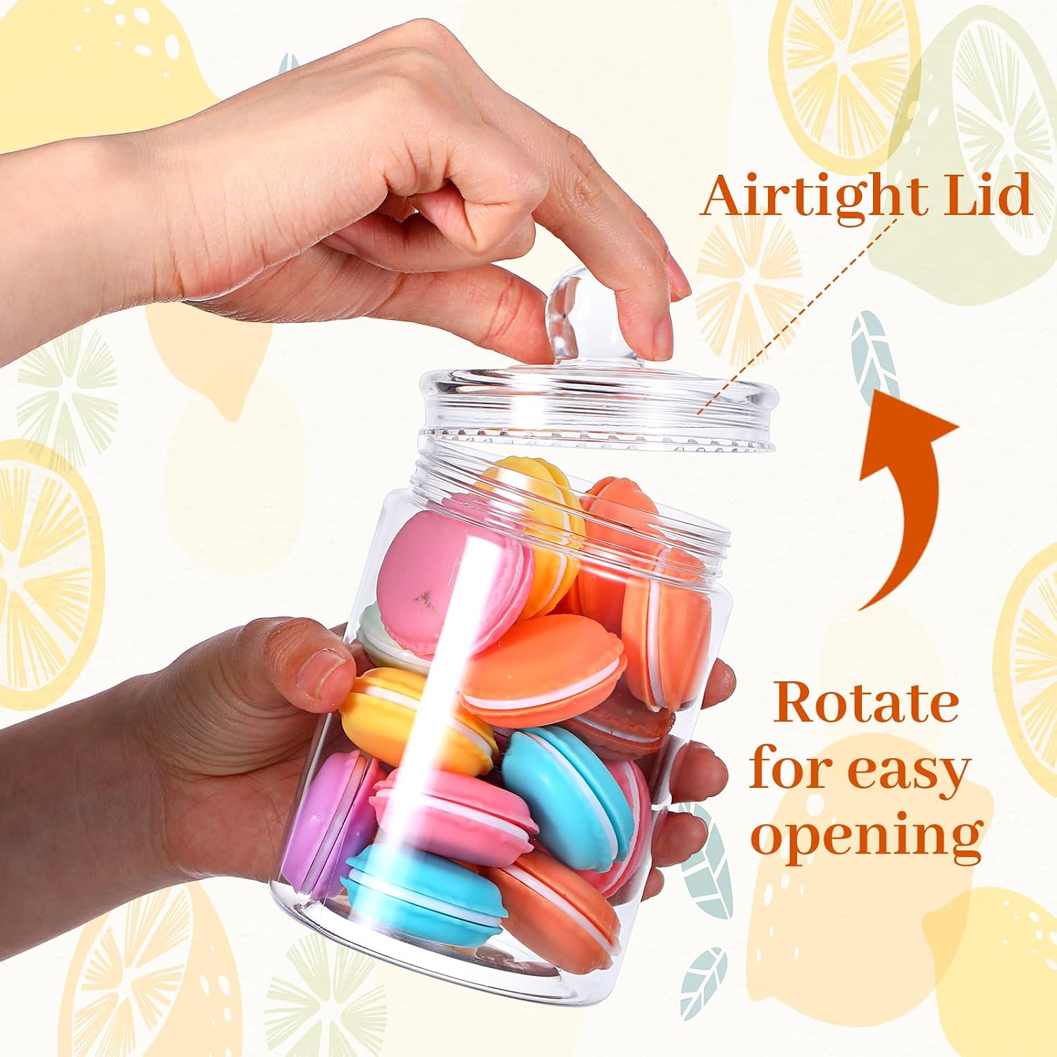 4pcs Clear Plastic Apothecary Jars with Lids, Plastic Storage Jar Canister