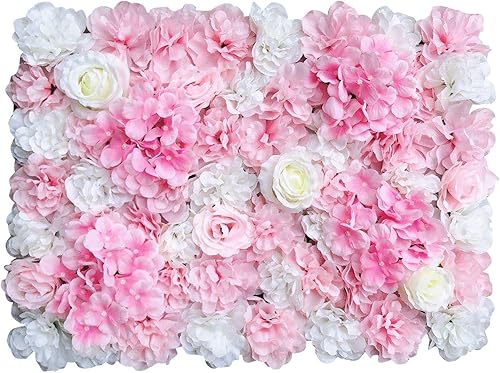 Miniatura 6 de TBVECHI Paneles de flores para decoración de pared, panel de fondo de pared de flores artificiales, decoración de flores, 23.6 x 15.7 in (24 x 16