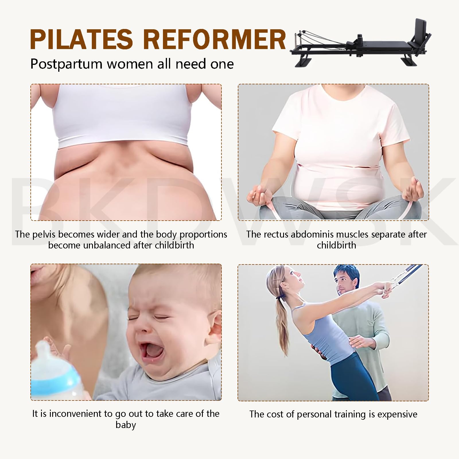 Pilates Reformer Pieghevole, Macchina per Allenamento Pilates per Palestra Casa, Carico Fino a 120 kg, Yoga Home Trainer per Allenamento in Posizione Supina,Black-A01+Box