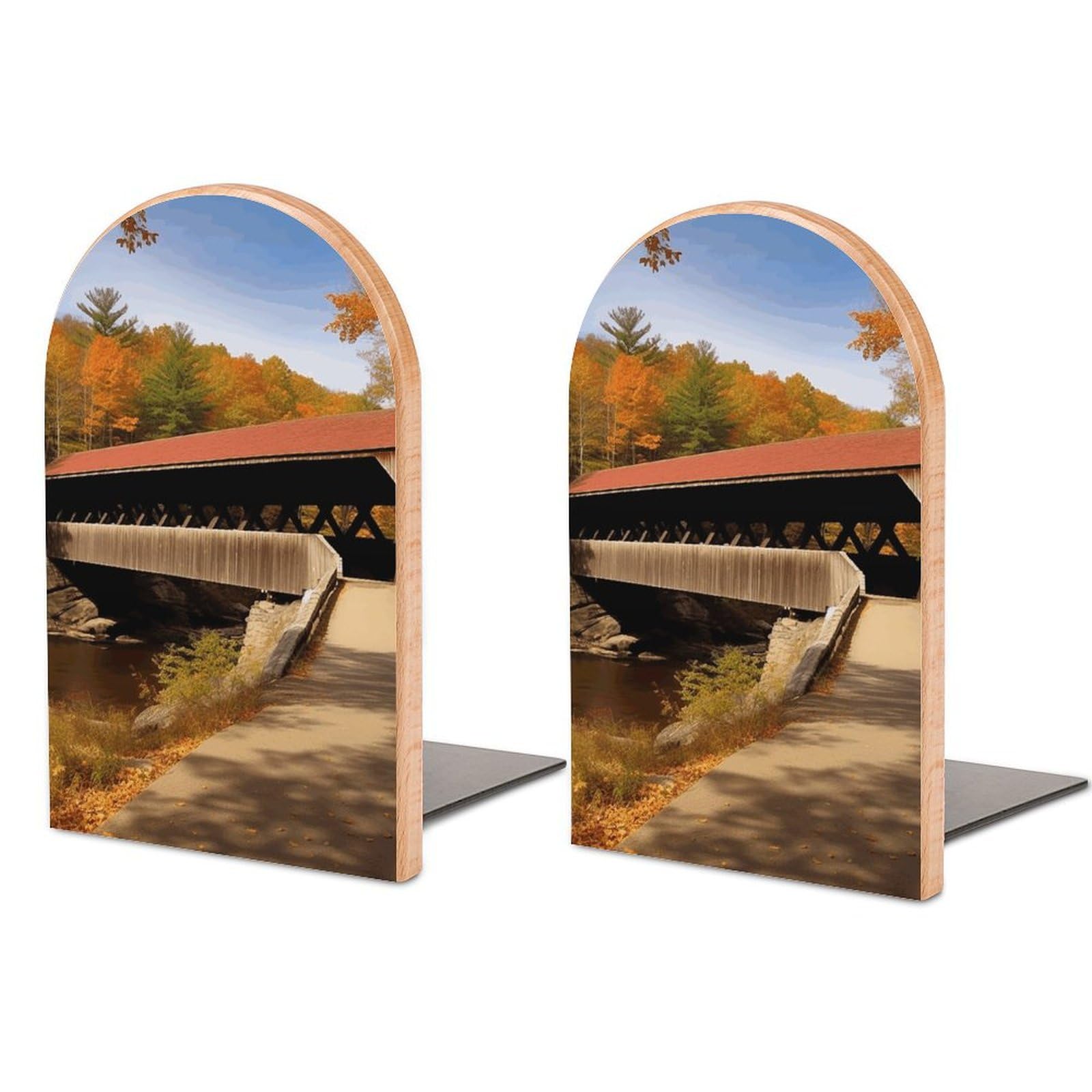 Serre-livres réglables en bois d'hêtre et fer au design pont d'Albany