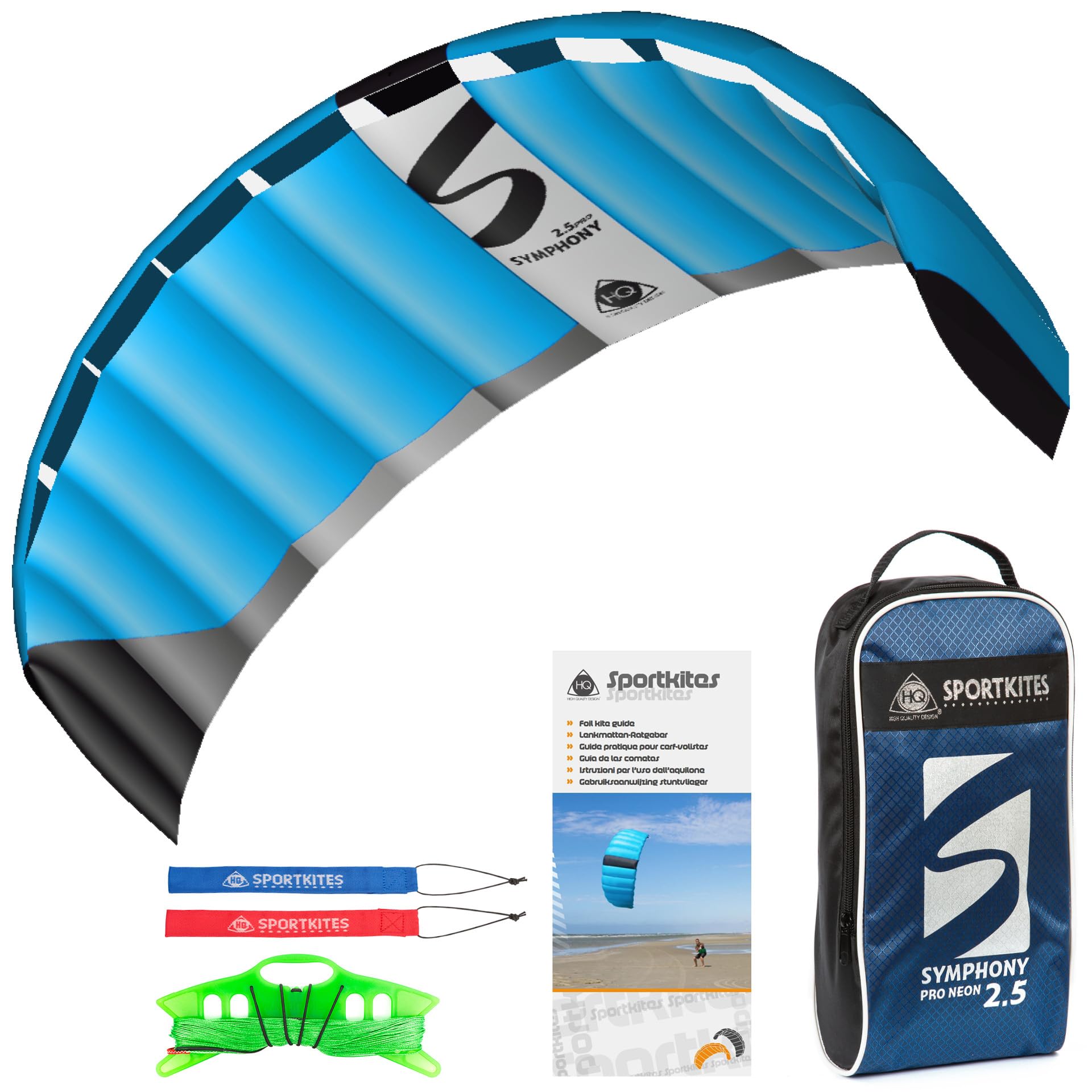 HQ Lenkmatte Symphony Pro 2.5 Neon Blue ab 14 Jahre Freizeit Lenkdrachen