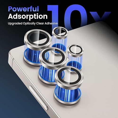 Miniatura 23 de Tensea Protector de lente de cámara compatible con Samsung Galaxy S25 Ultra, protector de pantalla de vidrio templado 9H, anillo individual