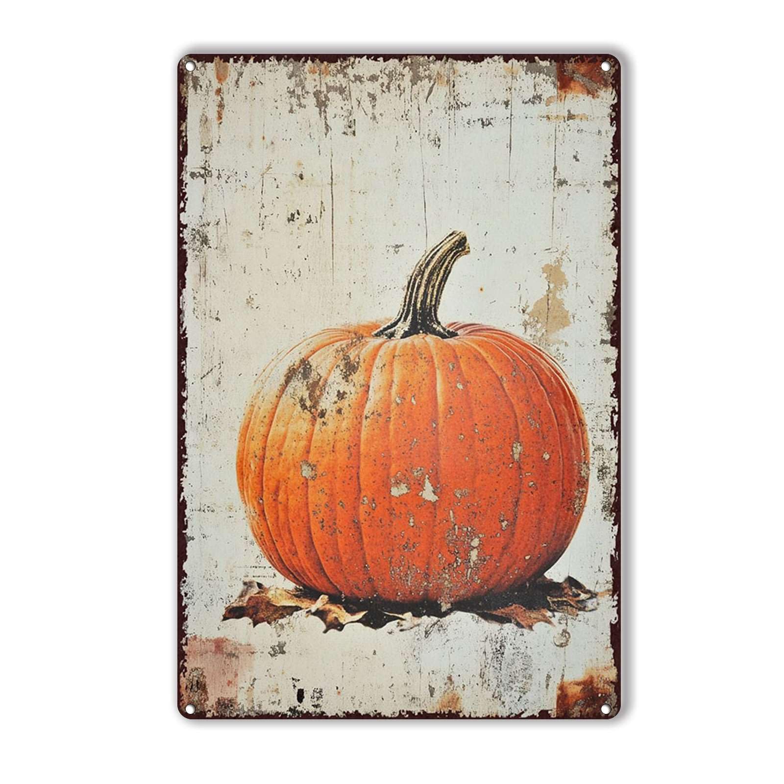 Anceky Funny Metal Tin Sign Harvest Farm Pumpkin Thanksgiving Halloween Tin Sign Retro Wall Decor For Farmhouse Home Kitchen Cafe Garage 12×16 Inch