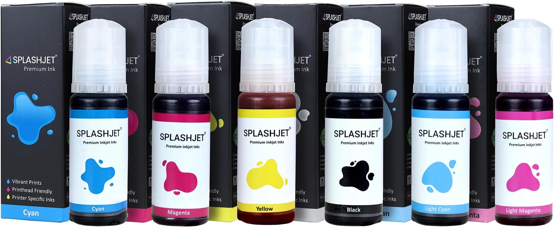 Splashjet 057 Photo Dye Ink for Ep L8050, L18050 Printer - Compatible Ink Bottle for Ep 057 Ink Code for Ep Inktank Printer - (70gm x C/M/Y/BK/LC/LM) (Pack of 6) Ink Bottle - 503492