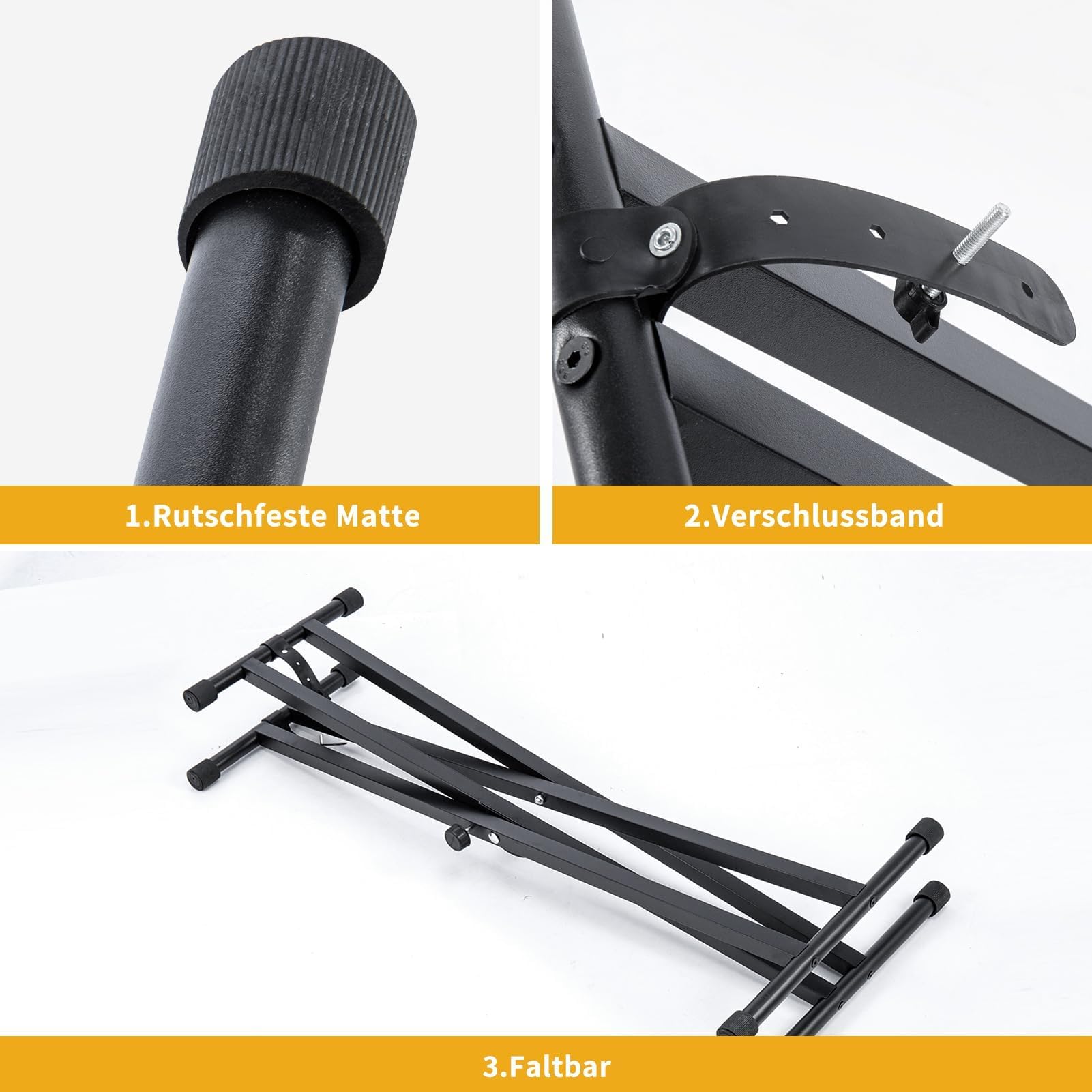 KingSaid Supporto Tastiera Doppia X per 61/76/88 Tasti – Stand Pianoforte Digitale Regolabile 49-97 cm, Struttura in Acciaio Antiscivolo, Pieghevole e Robusto, Capacità 30 kg