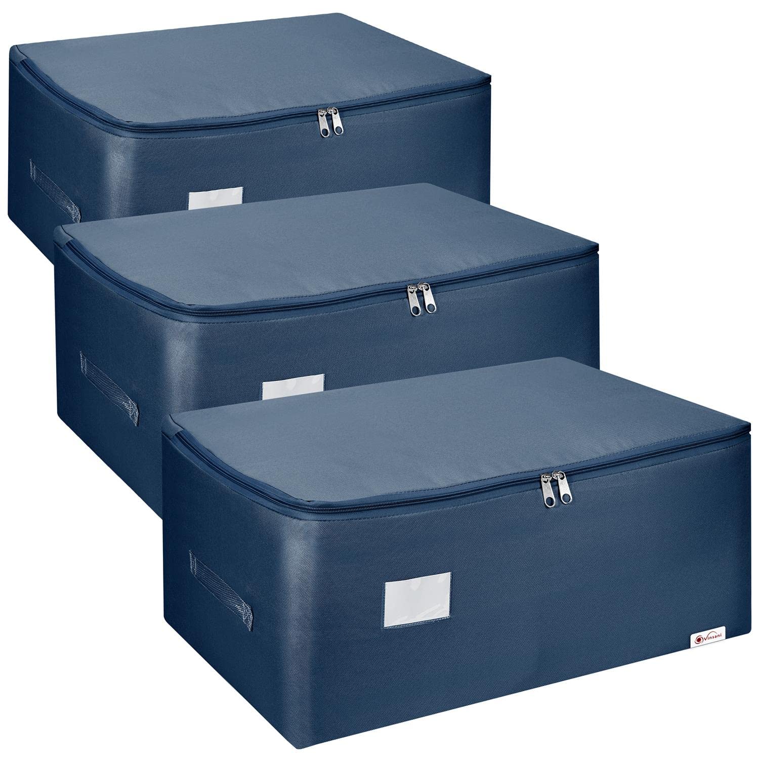 3Pk Storage Bags Organiser 105L Capacity Underbed Moving Bag Blue
