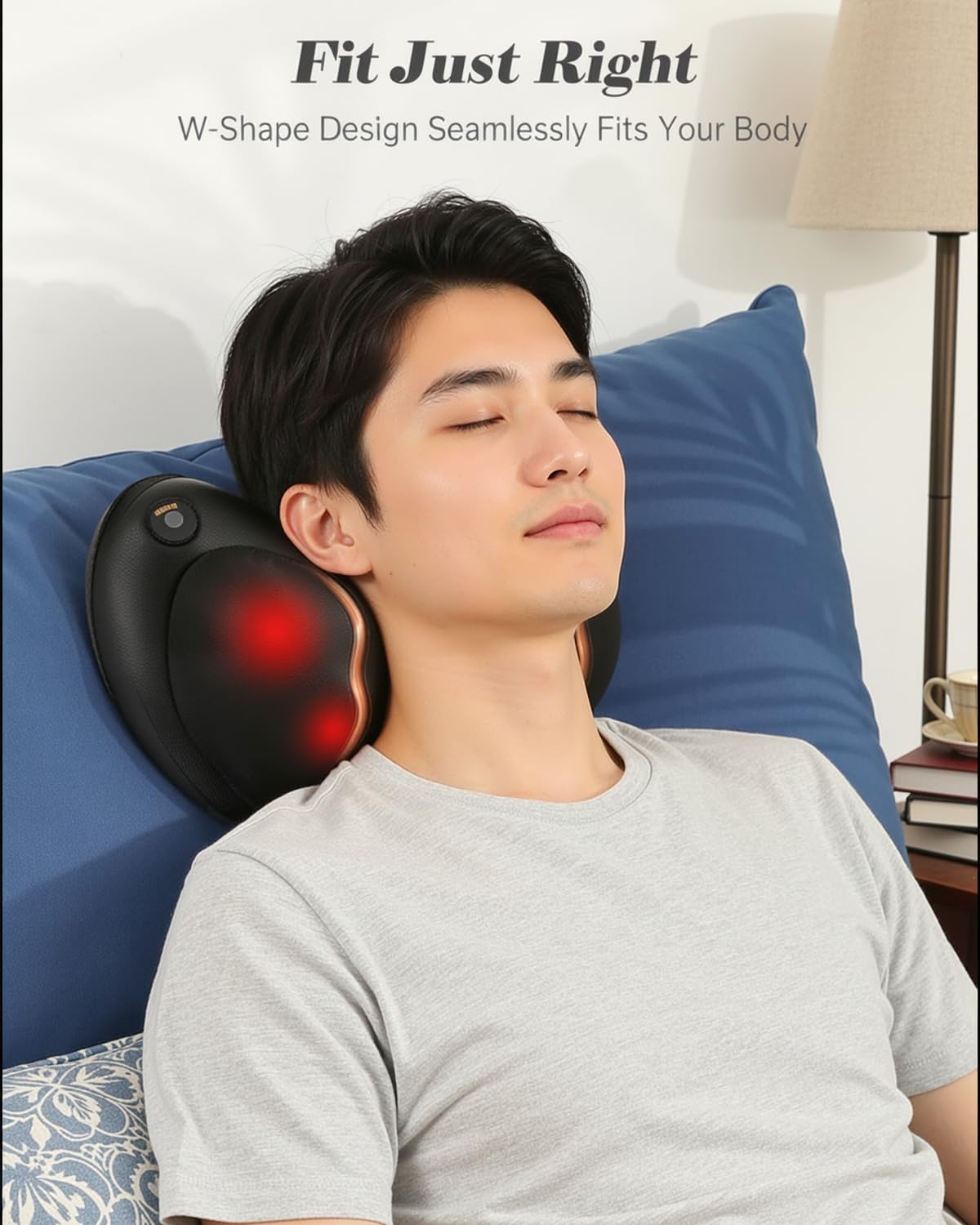 Masajeador Cervical y Espalda, Cojín de Masaje Eléctrico Shiatsu con Función de Calefacción, Masajeador de Almohada Cuello con 4 Rodillos Masaje para Hogar, Oficina, Coche, Viaje