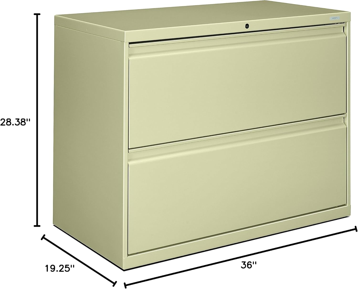 HON Brigade 800 Series Lateral File | 2 Drawers | Radius Pull | 36"W | Putty Finish