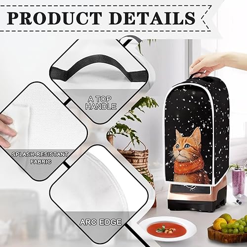 Vista 136 de doginthehole Lindas fundas para licuadora de gatos para cocina, antihuellas dactilares, a prueba de polvo, mezcladora o cafetera, cubierta