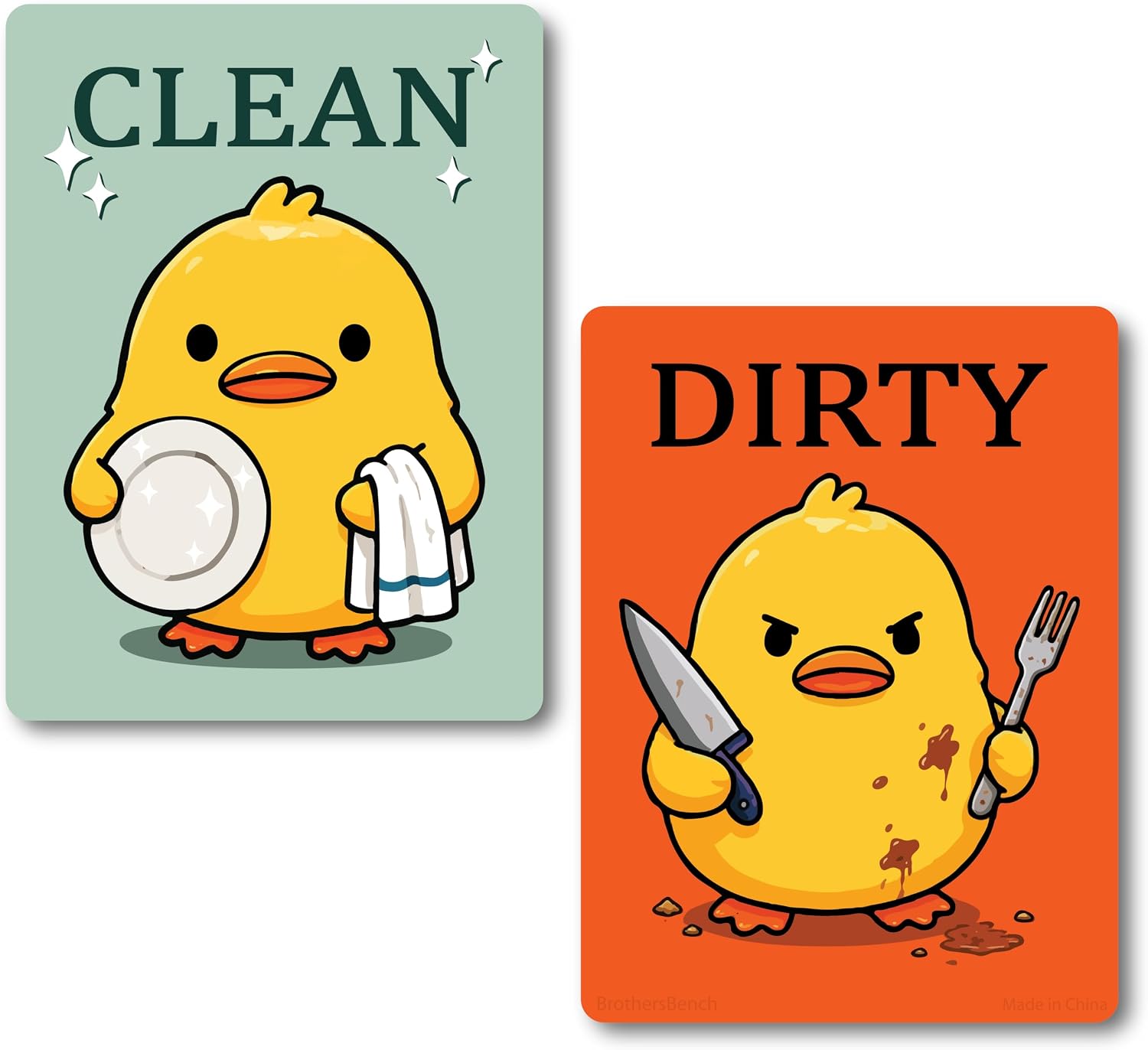 Funny Duck Clean Dirty Sign, Clean Dirty Magnet for Dishwasher Funny, 3x4
