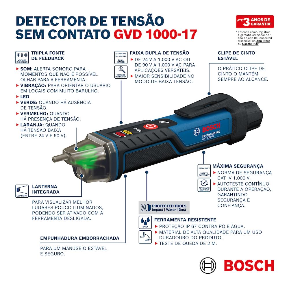 Bosch Temassız Voltaj Test Cihazı GVD 1000-17 Professional