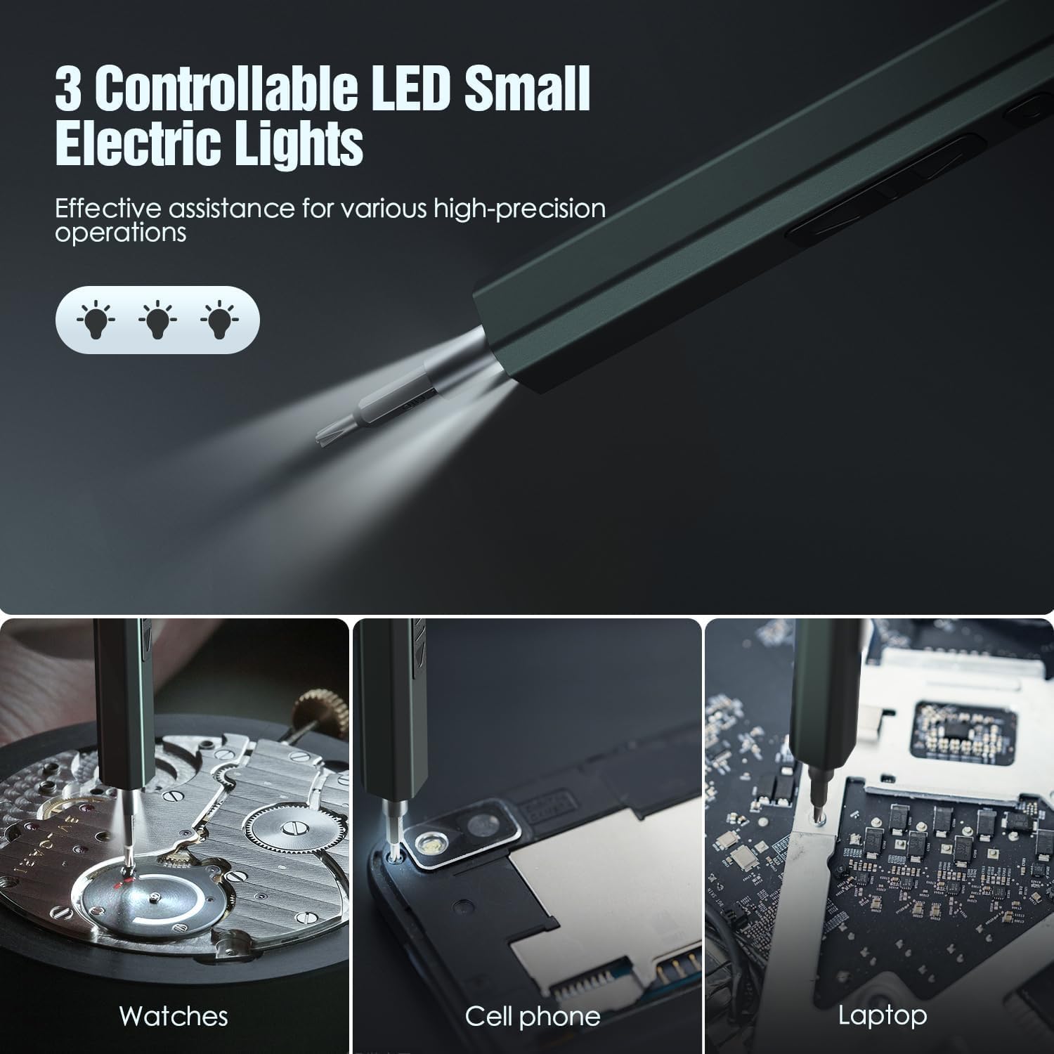 Mini Electric Screwdriver with Rechargeable Battery, USB Type-C Charging Cordless Electric Screwdriver with Magnetic Bit And LED Light, Reduction Motor Speed 200RPM, Torque 0.15-0.35N. m (36 IN 1)