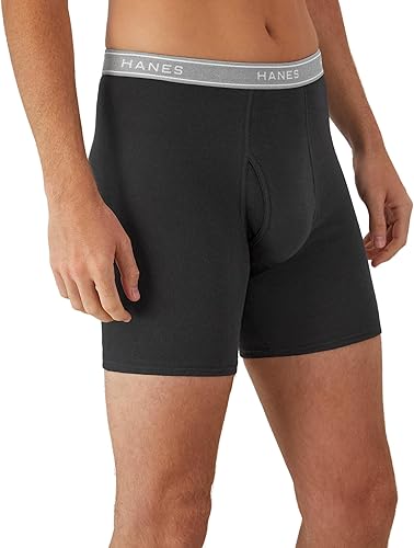 Vista 6 de Hanes Paquete de calzoncillos tipo bóxer para hombre, de algodón fresco y transpirable, absorbe la humedad para hombre, sin enrollamiento