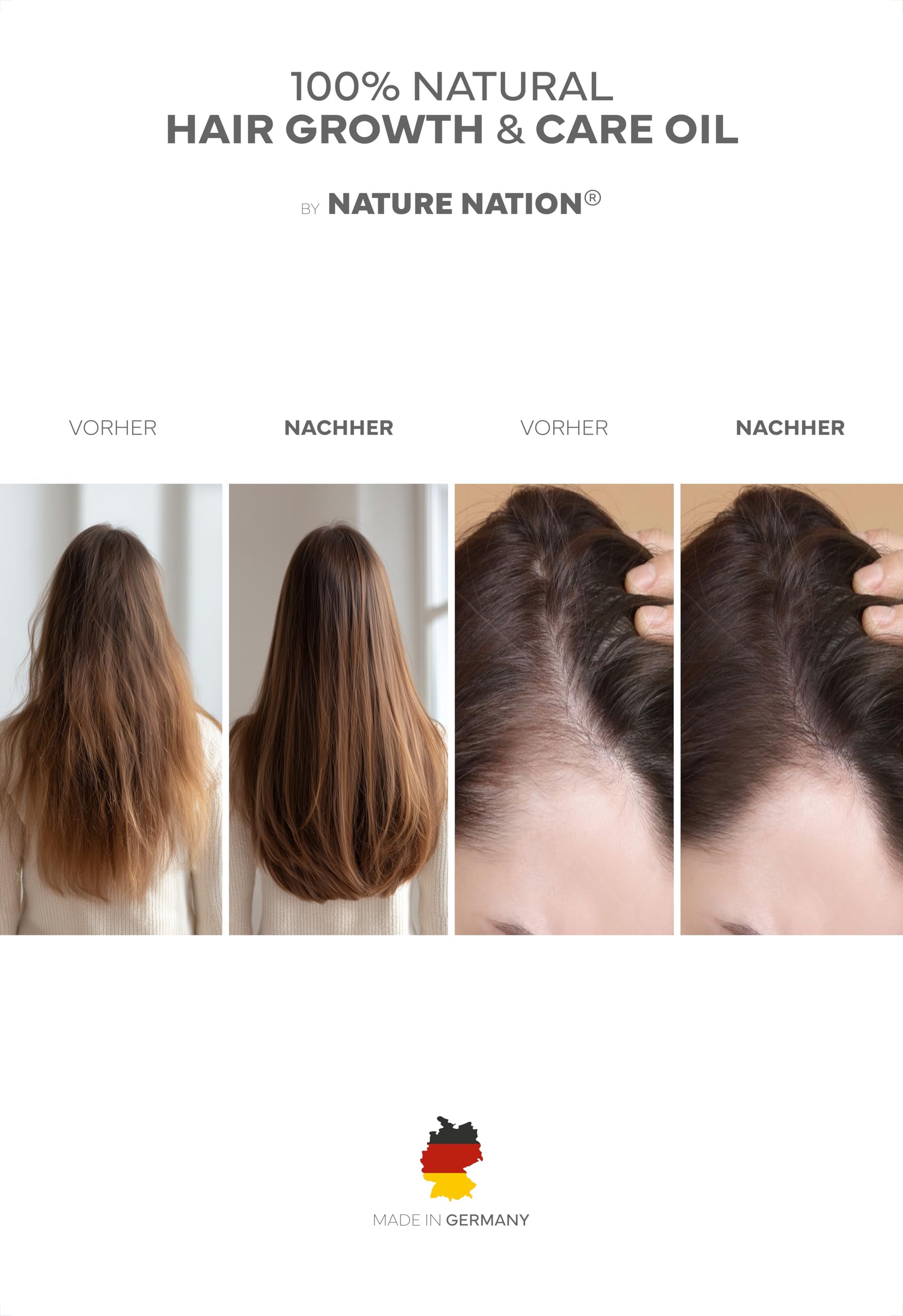 BIO Haaröl: Bei Haarausfall, Haarwachstum, Haarwuchs: Haare & Kopfhaut pflegen mit kaltgepresstem Arganöl, Rizinusöl, Mandelöl, Rosmarinöl (Rosmarin); Haarwuchsöl als Haarmaske & Haarkur (3 x 100ml)