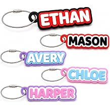 MOSADO Personalized Name Keychain for Kids, Custom 3D Printed Backpack Tag for School Bag, Water Bottle, Lunch Box