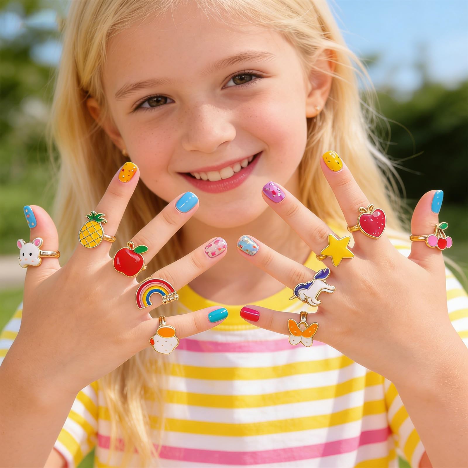 Gaethra Adjustable Girls Rings, 36 Pieces Adjustable Rings, Little Girls Rings Kids Birthday Gift Rings With Heart Shaped Box 4