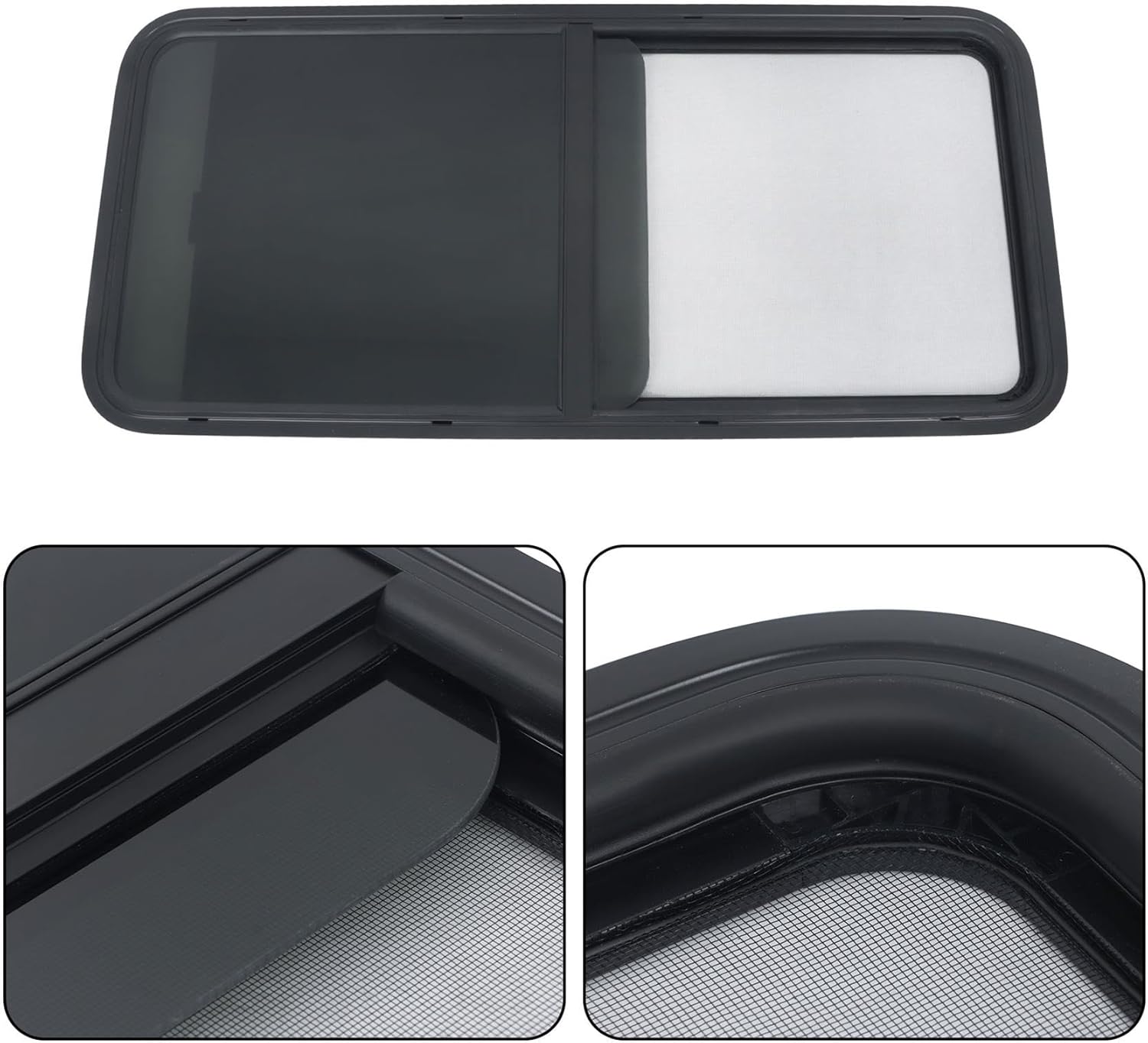 labwork 48inch W x 22inch H RV Horizontal Slide Window Suitable for Camper Cargo Trailer - Tempered Glass with Screen DOT Certified
