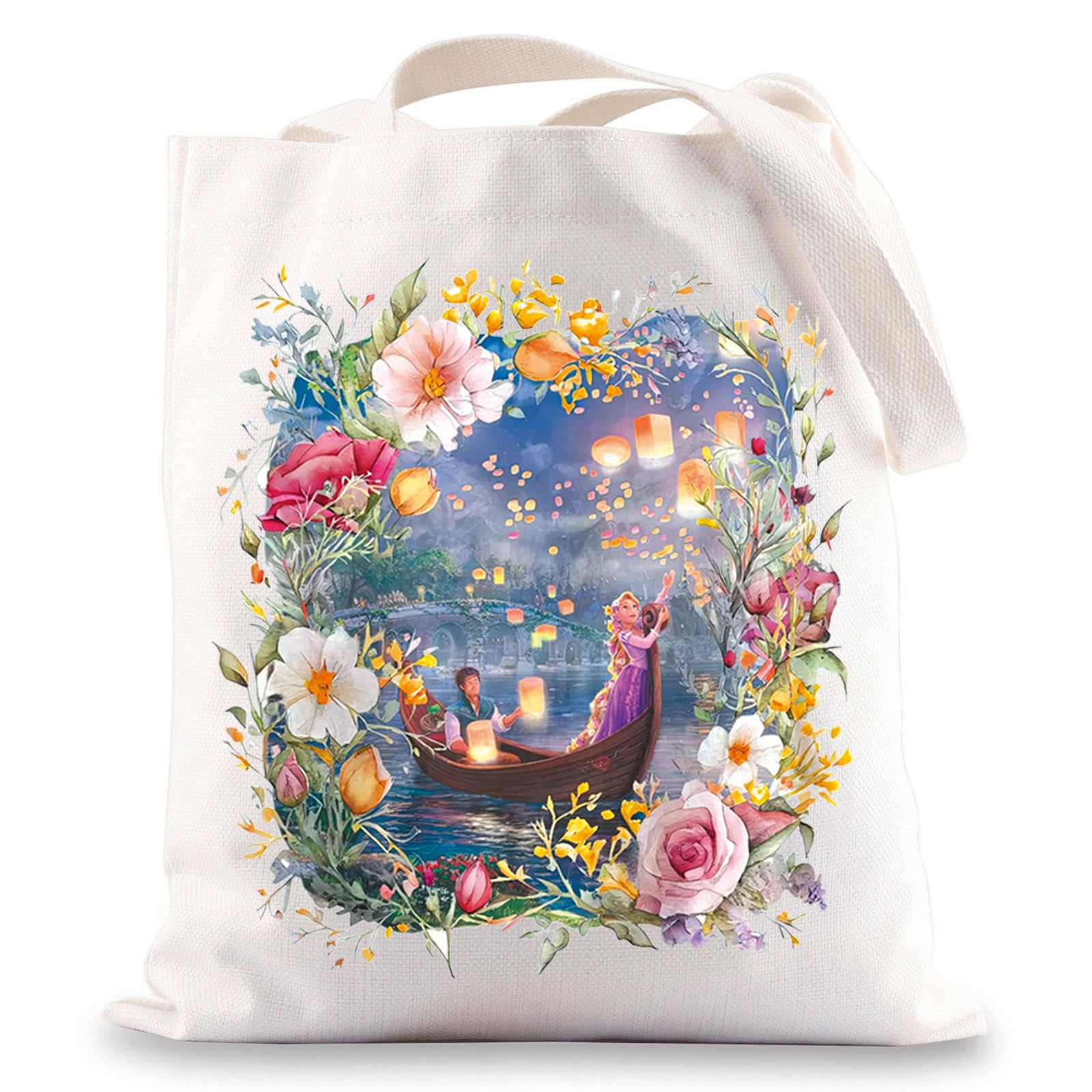 JNIAP Rapunzel Tote Bag Princess Rapunzel And Flynn Rider Gifts Princess Floral Shoulder Bag