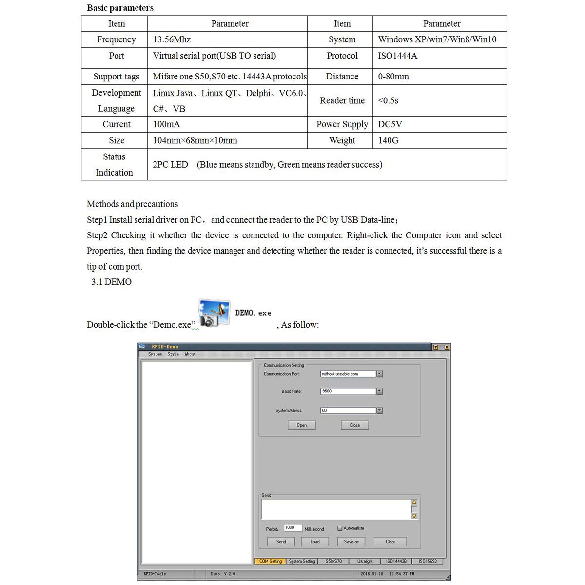 Lector Escritor W21A RFID Lector de Tarjetas Inteligentes Sin Contacto Protocolo ISO 14443A Soporte Mi/Fare Uno S50/S70 14443A Protocolos