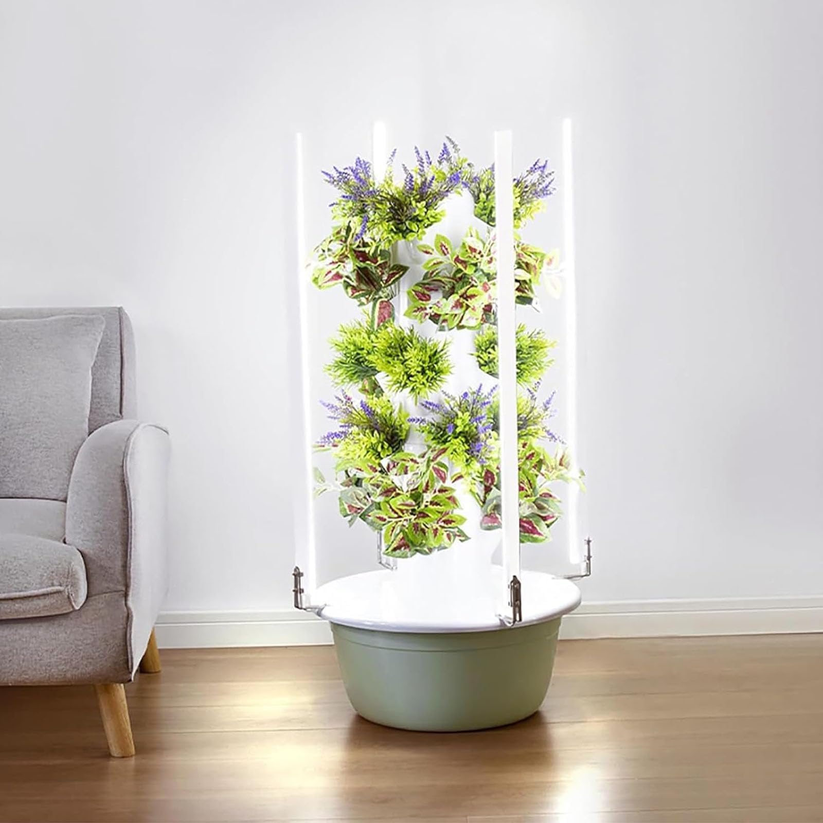 Hydroponics Growing System, Vertical Tower Garden with Water Tank for Indoor Herb, Fruit, and Vegetable Cultivation, Aeroponics Growing Kit