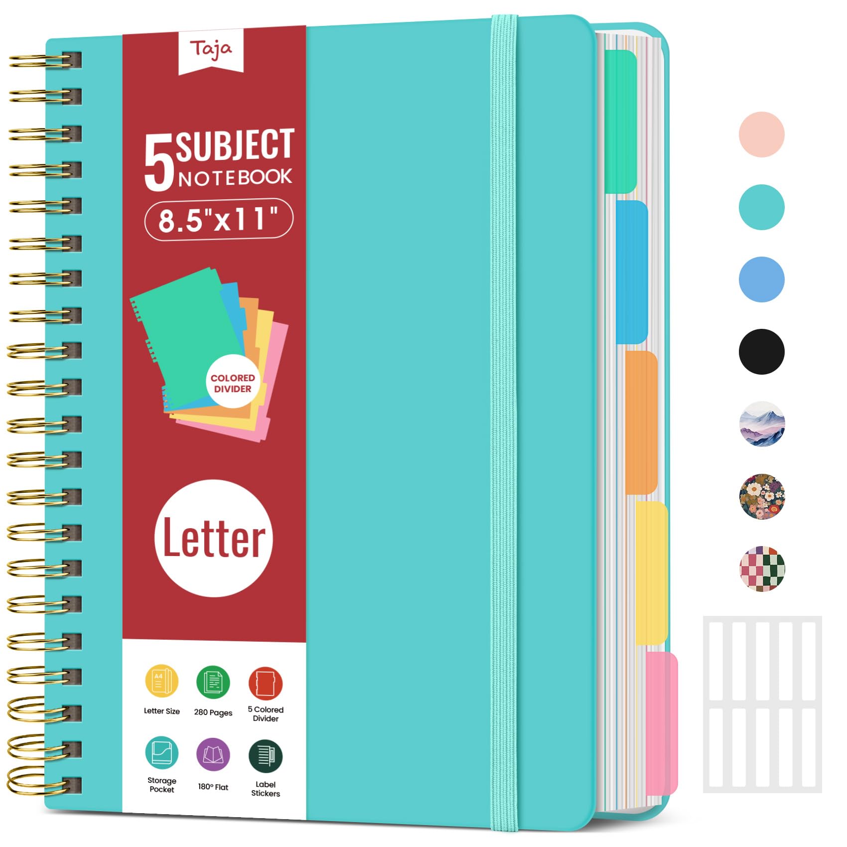 Taja 5-Subject Spiral Notebook