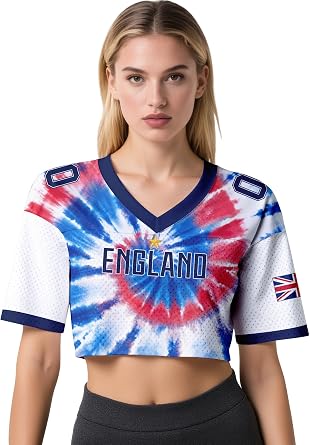 Custom Soccer Jersey for Women Y2K Short Sleeve Mesh Crop Tops Baggy Streetwear Summer Shirt Personlized Fans Apparel