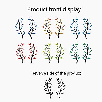 Yuzhuo 2 Pieces Metal Tree Leaf Wall Decor Branch Leaf Wall Art for Home Bedroom Living Room Iron Scroll Above The Bed Decorations(Blue, L)