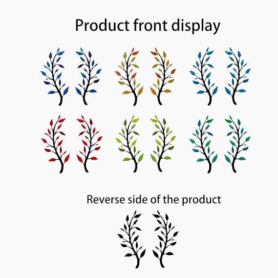 Yuzhuo 2 Pieces Metal Tree Leaf Wall Decor Branch Leaf Wall Art for Home Bedroom Living Room Iron Scroll Above The Bed Decorations(Blue, L)