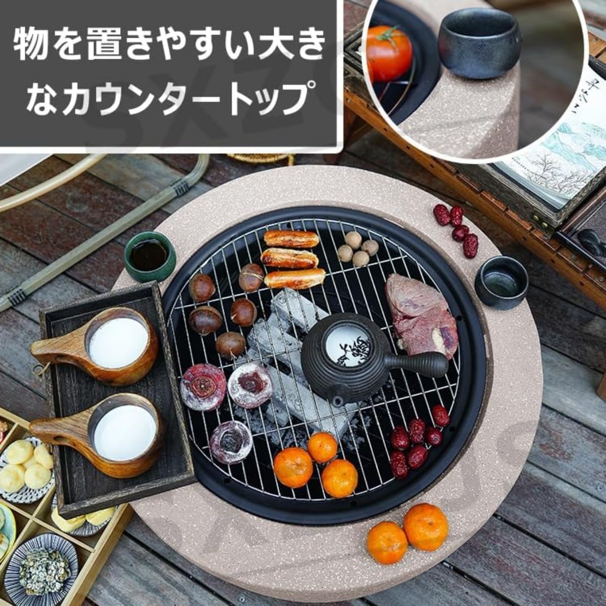 多機能囲炉裏テーブル 焚き火台 耐熱性 ステンレス鋼 薪 ストーブ 