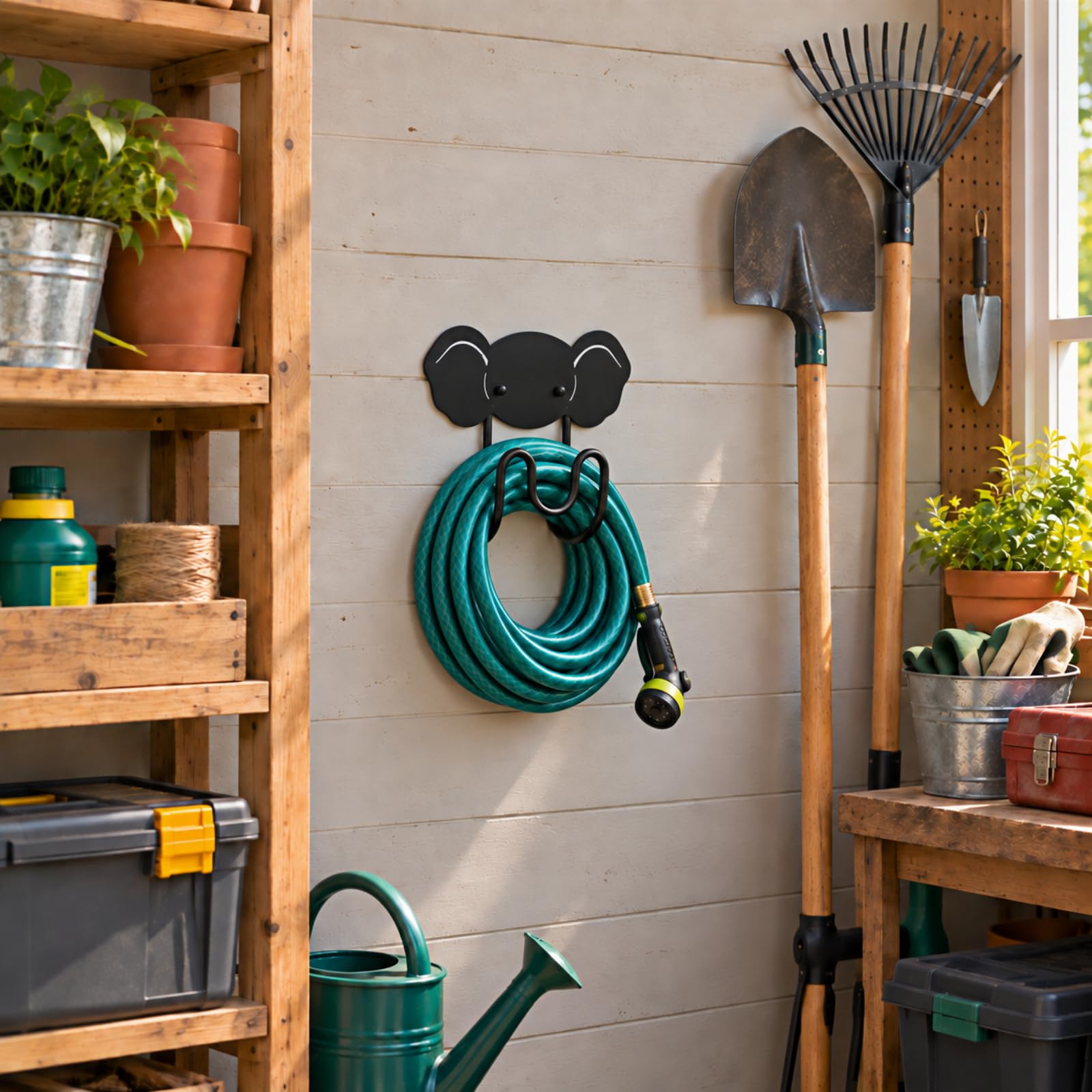 Supporto per tubo da giardino, supporto da parete, testa di elefante