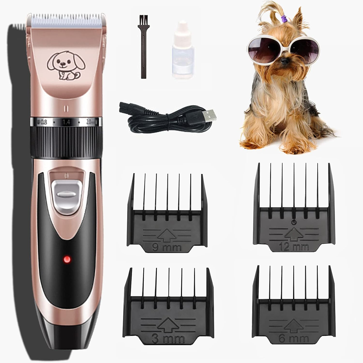 Dog Shaver Clippers Pet Grooming Kit, Low Noise USB Rechargeable Washable Cordless Electric Hair Trimmers Shaver Shears Sets for Small…