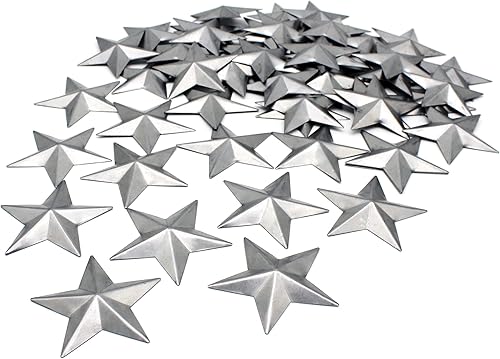 ARTGIFTHOU Decoración de estrellas plateadas galvanizadas. Estrella de granero de metal pequeña primitiva para manualidades, detalles decorativos,