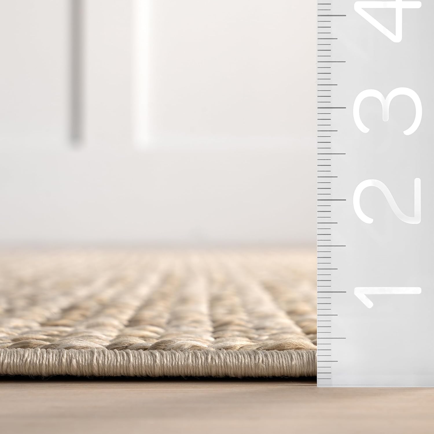 Beige Geometric Indoor/Outdoor Area Rug, 5' x 8'