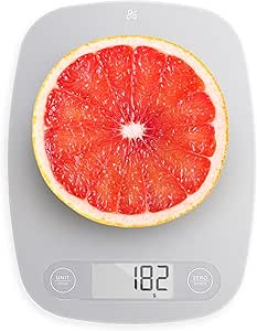 Greater Goods Food Scale for Kitchen, Digital Kitchen Scale Perfect as Cooking, Baking, Meat, Diet &amp; Coffee Scale, Measures in Grams, Ounces, &amp; Pounds, Ideal for Weight Loss Keto, &amp; Meal Prep, Gray