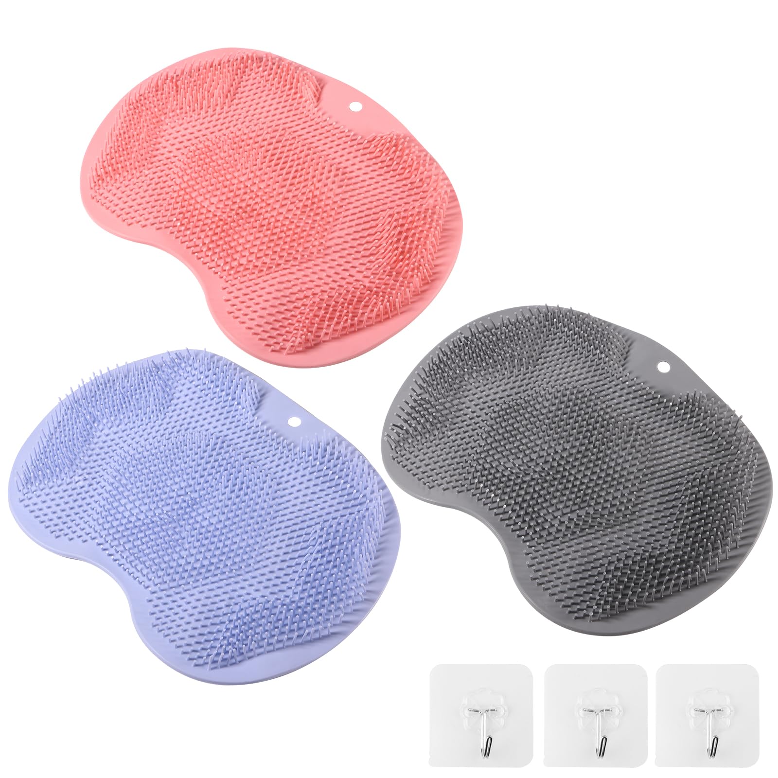 3PACK Silicone Shower Foot Scrubber,Body Scrubber,Silicone Shower Foot Brush Pad Wash Pad Wall Mounted Slip Suction Cups for Use in Cleaner Women and