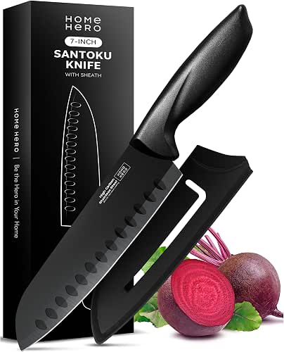 Home Hero 2 Pcs Santoku Knife with Sheath - High