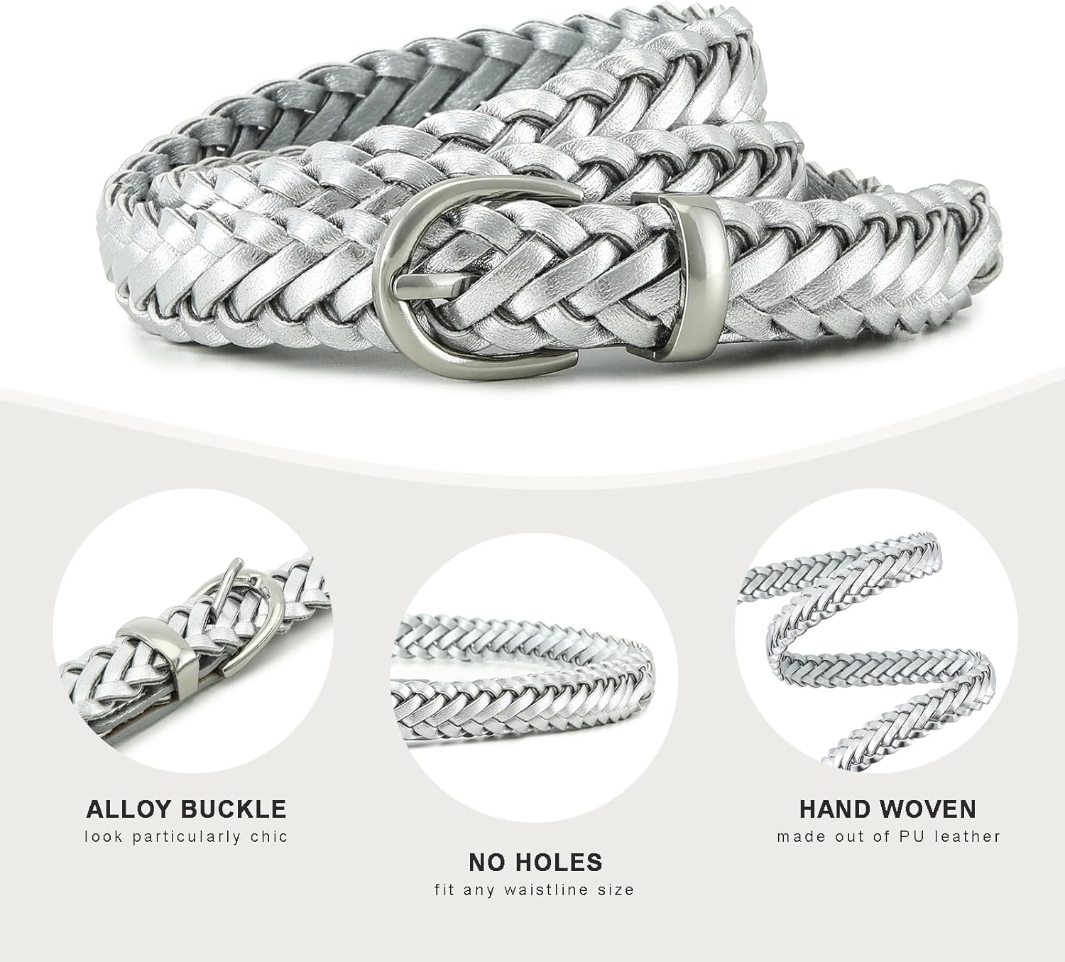 Thin Braided Belts for Women Classic Waist Belt Skinny Woven Strap for Jeans Pants Dress - Image 4