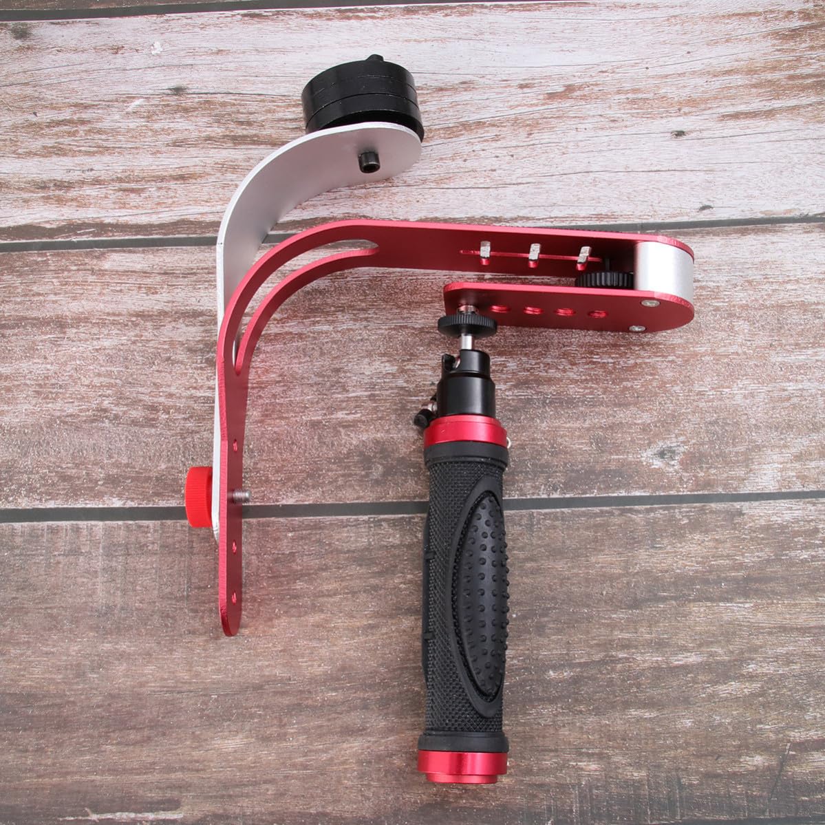 Stabilizzatore Fotocamera Manuale Rosso in Lega di Alluminio | Camera e Dv, per Riprese in Movimento e Angoli Bassi, Supporto Stabile e Trasporto Pratico
