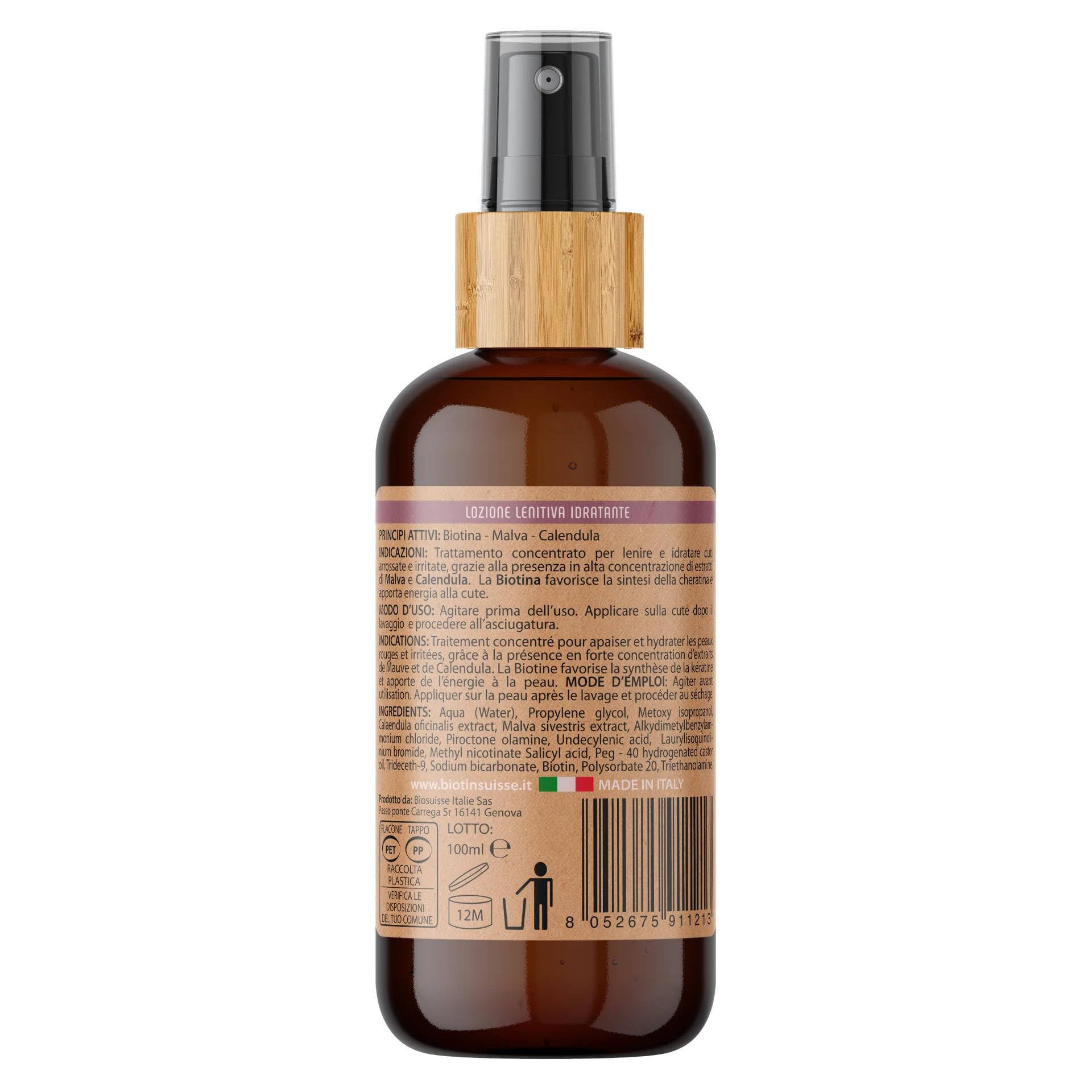 Lozione Lenitiva Idratante | Con Malva, Calendula e Biotina | Tonico concentrato per cute sensibile, ideale prima e dopo tinta e decolorazione | 100ml